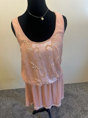 Ark & Co Pink Sequin Embellished Midi Dress-flaw